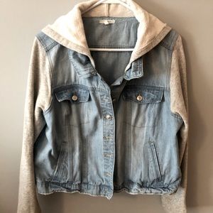 Maurices Plus Size 2 Jean Jacket with Gray Hood